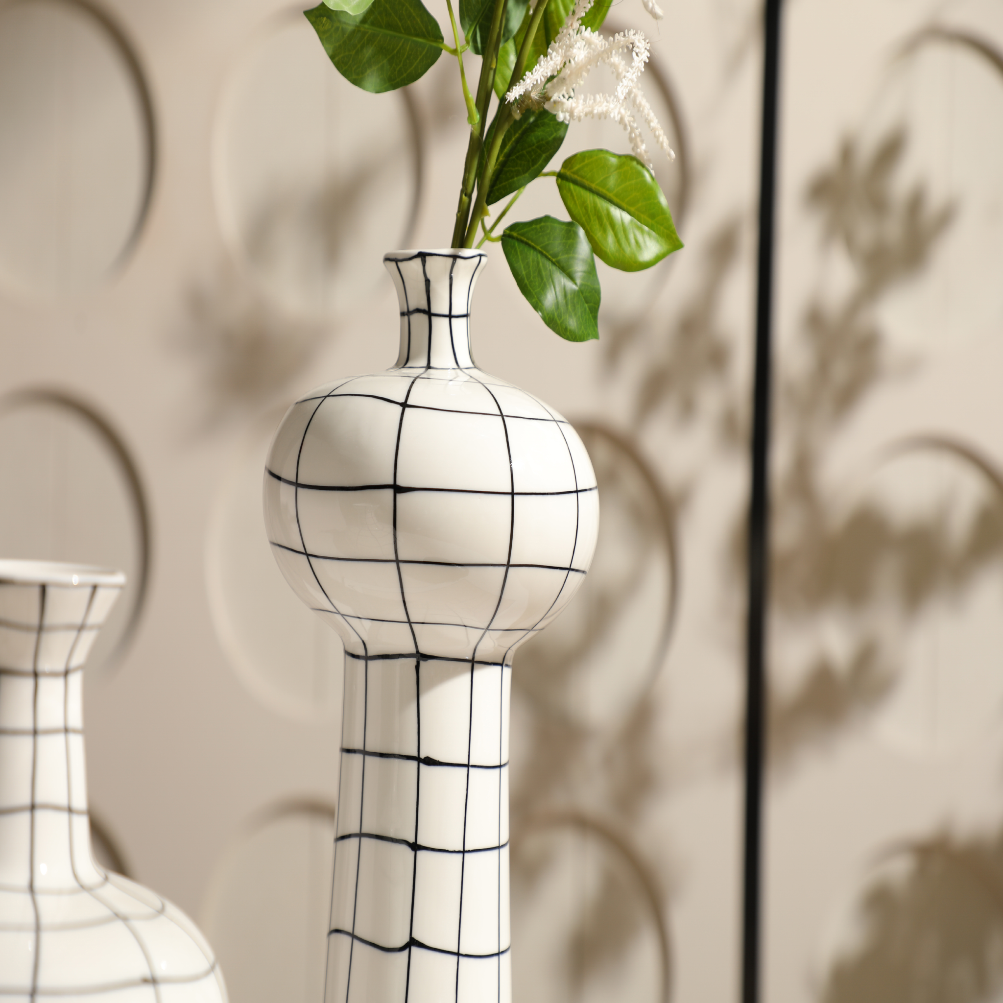 Hand-Painted Grid Vase A
