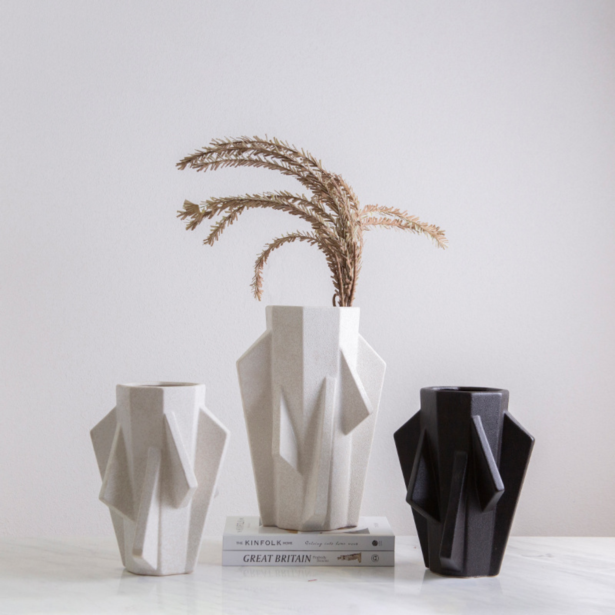 White Bevel vase-B