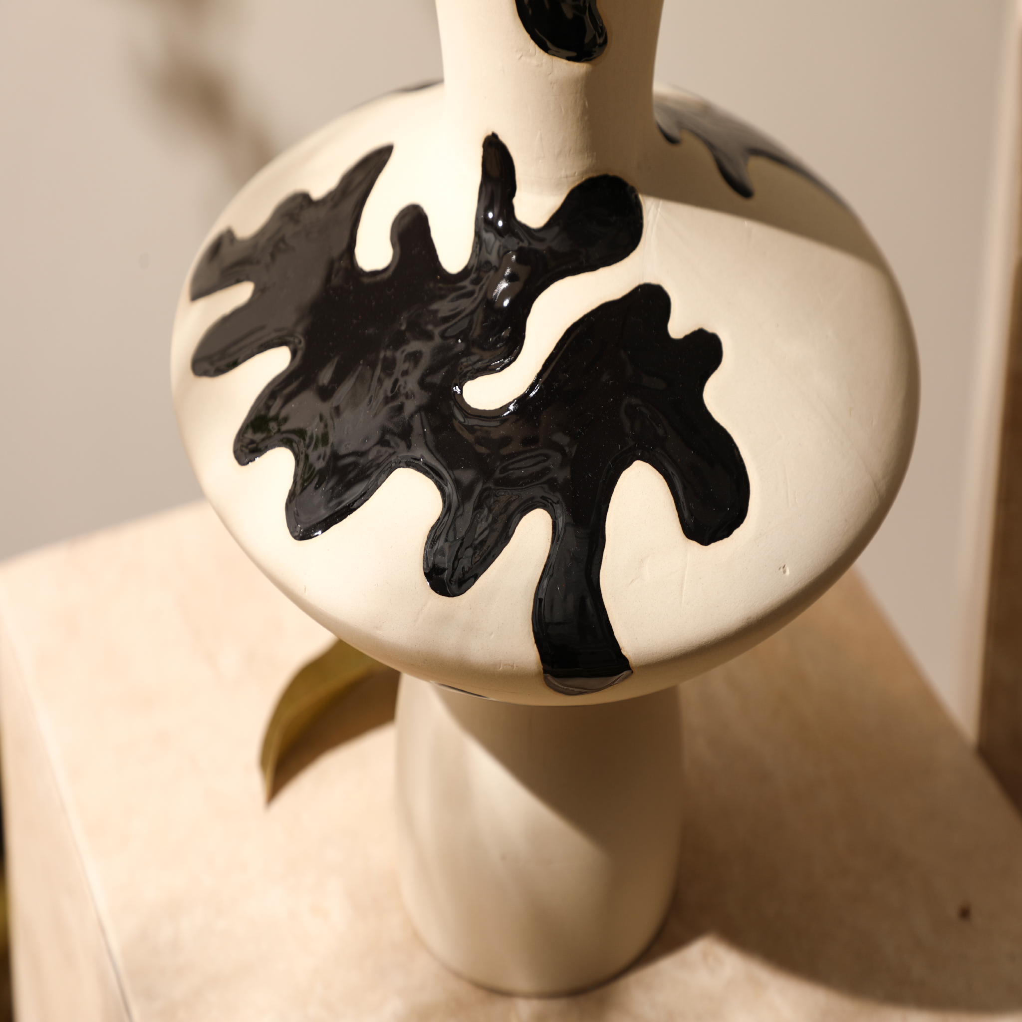 Black Hand-Painted Vase  B