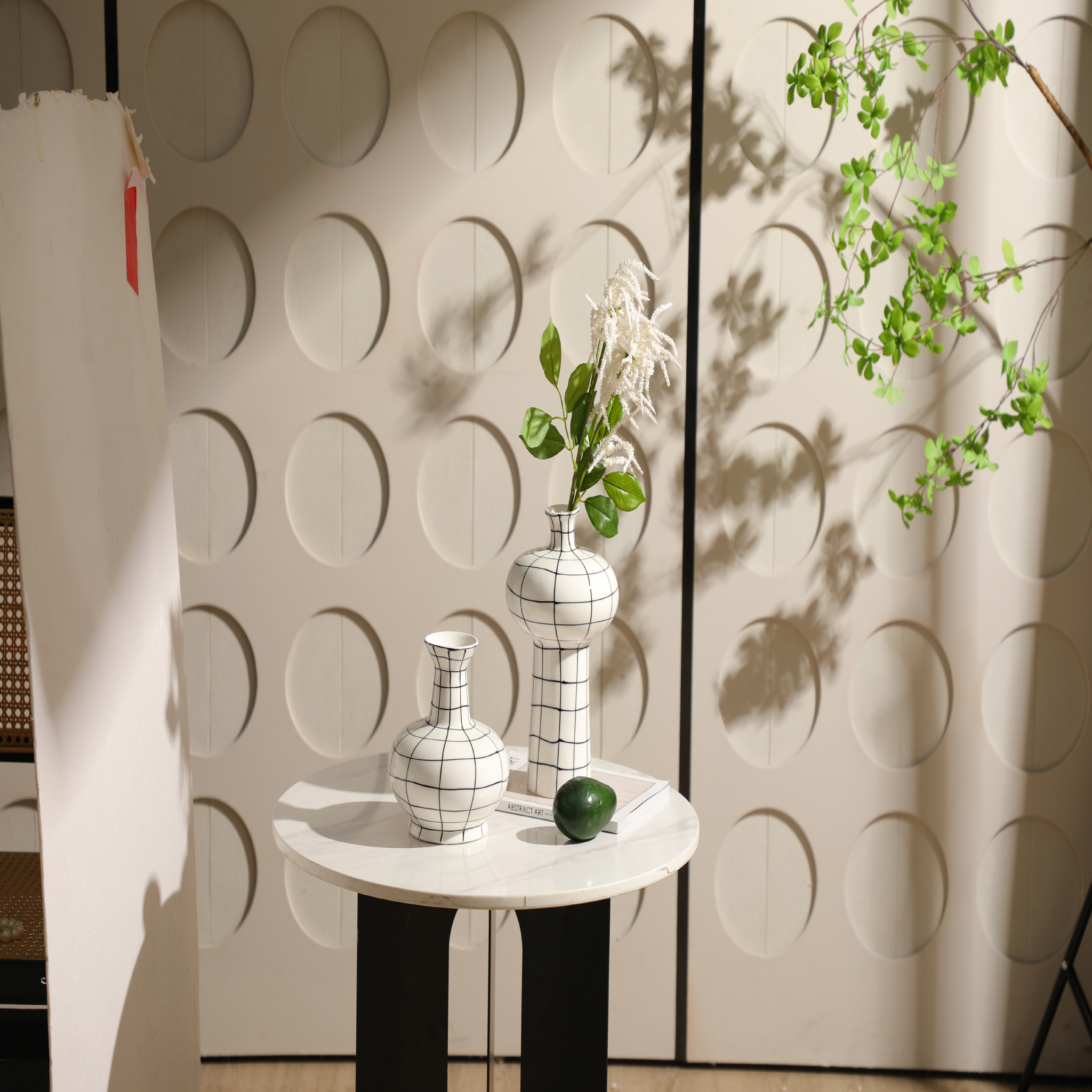 Hand-Painted Grid Vase A